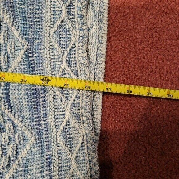 Vtg David Brett Sweater Men XL Blue Chunky 3D Knit Diamond Geometric Grandpa USA - Picture 10 of 11